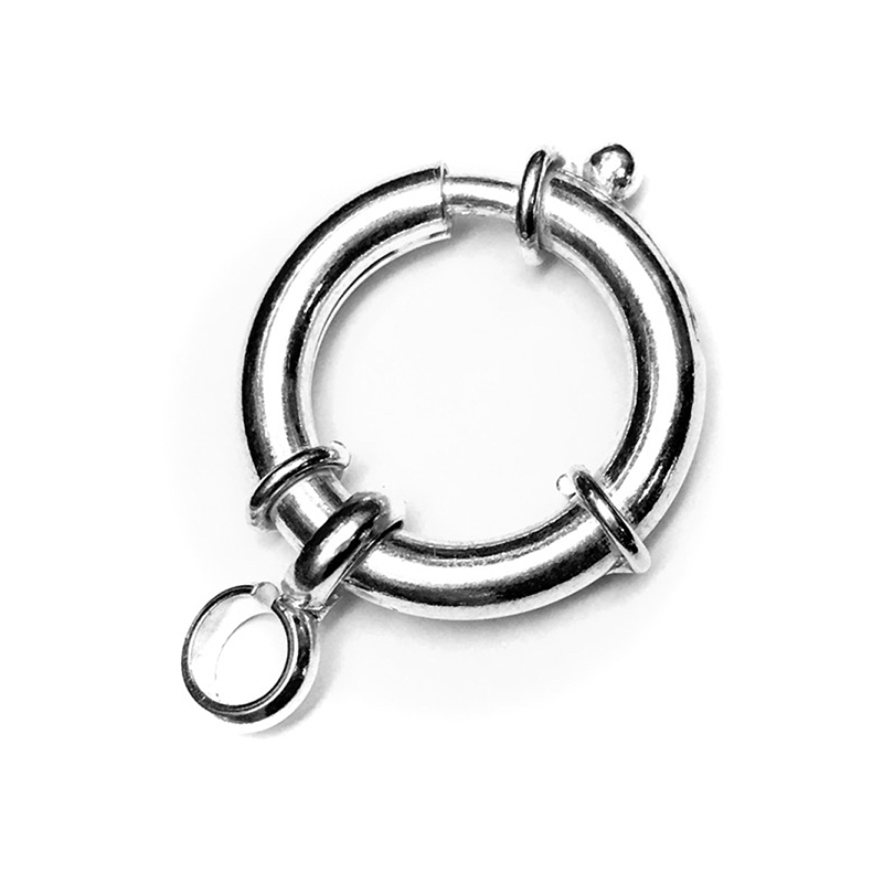 Sterling Silver Spring Ring Clasp 23 mm 5 gram ID # 4079 - Click Image to Close