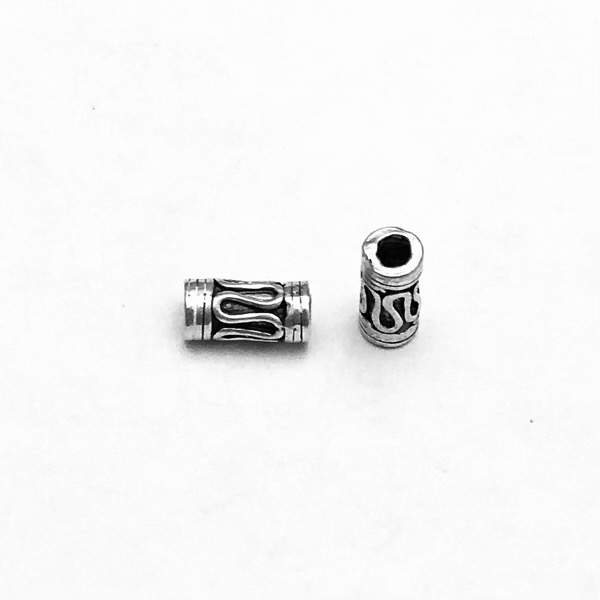 Lot of 2 Sterling Silver Tubular Bead 4-9 mm 1.6 gram ID # 4090 - Click Image to Close