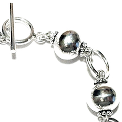 Full Sterling Silver Beaded Link Bracelet 20 gram ID # 4562 - Click Image to Close