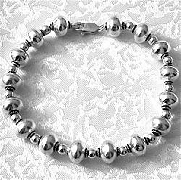 Full Sterling Silver Beaded Bracelet 14 gram ID # 4565 - Click Image to Close