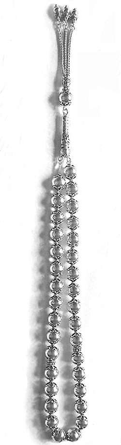 Sterling Silver Islamic Prayer Beads Tasbih 83 gram 13 inch ID # 4586 - Click Image to Close