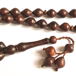 Rose Wood Islamic Prayer Beads Tasbih 33 Shiny ID # 4721 - Click Image to Close