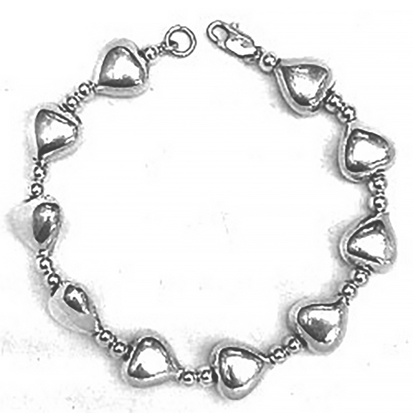 Full Sterling Silver Link Bracelet Heart 18 gram ID # 4938 - Click Image to Close
