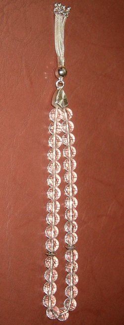 Cut Najaf Quartz Islamic Prayer Beads Tasbih w/silver all faceted ID # 5554 - Click Image to Close
