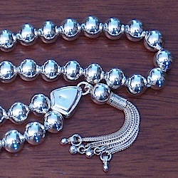 Full Sterling Silver Islamic Prayer Beads Tasbih 8 mm 33 gram ID # 5625 - Click Image to Close