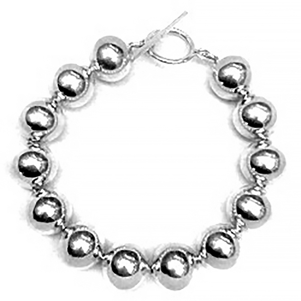 Full Sterling Silver Link Bracelet 36 gram large beads ID # 5701 - Click Image to Close
