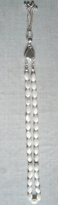 Islamic Prayer Beads Tasbih Mother of Pearl oval w/silver ID # 5870 - Click Image to Close