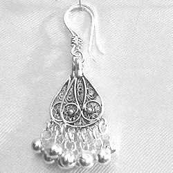 Full Sterling Silver Dangle Earrings 5 cm 6.5 gram ID # 5895 - Click Image to Close
