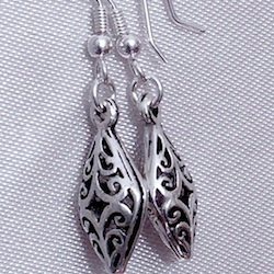 Full Sterling Silver Dangle Earrings 4 cm 3.5 gram ID # 5897 - Click Image to Close