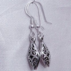 Full Sterling Silver Dangle Earrings 4 cm 3.5 gram ID # 5897 - Click Image to Close