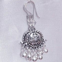 Full Sterling Silver Dangle Earrings 2 inch 7.5 gram ID # 5898 - Click Image to Close