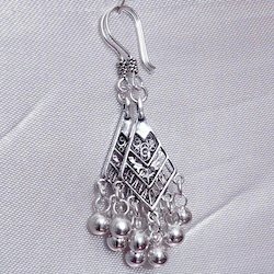 Full Sterling Silver Dangle Earrings 55 mm 6.5 gram ID # 5900 - Click Image to Close