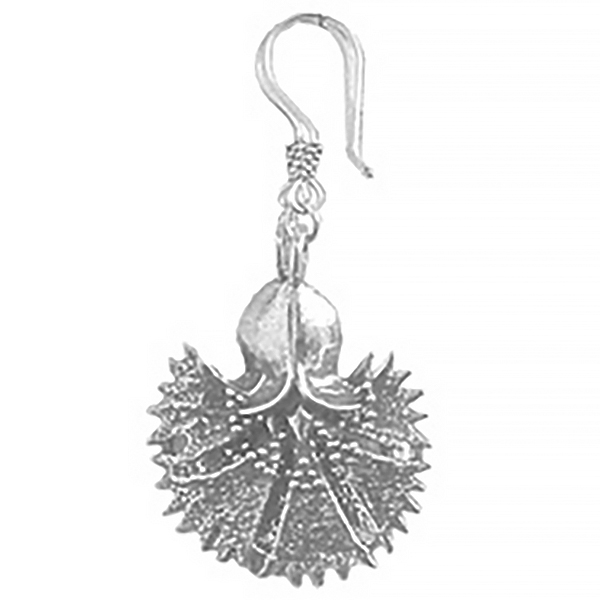 Full Sterling Silver Dangle Earrings Carnation 2 inch 7.5 gram ID # 5916 - Click Image to Close