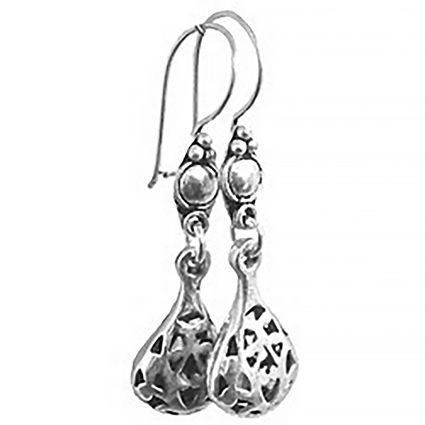 Full Sterling Silver Dangle Drop Earrings 4 cm 4 gram ID # 5918 - Click Image to Close