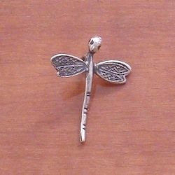 Sterling Silver Charm Pendant Dragonfly 27 mm 1.5 gram ID # 5927 - Click Image to Close
