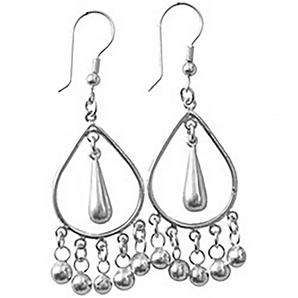 Full Sterling Silver Dangle Earrings 6 cm 7.5 gram ID # 5949 - Click Image to Close
