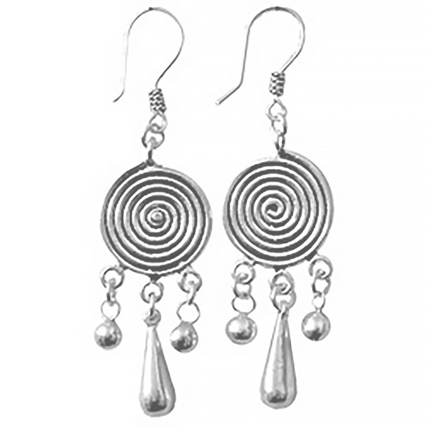 Full Sterling Silver Dangle Earrings 6 cm 8 gram ID # 5953 - Click Image to Close