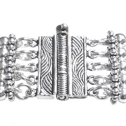 Full Sterling Silver Beaded Cuff Bracelet 38 gram ID # 6062 - Click Image to Close