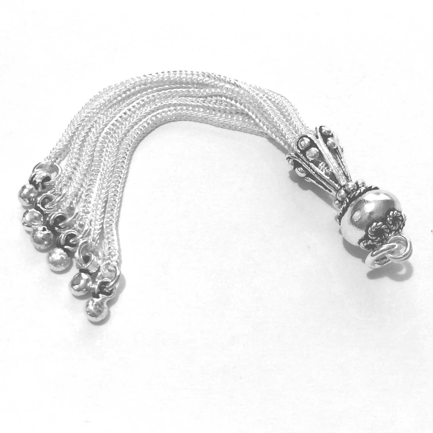 Turkish Sterling Silver Bead Tassel 7.3 gram 75 mm ID # 6105 - Click Image to Close