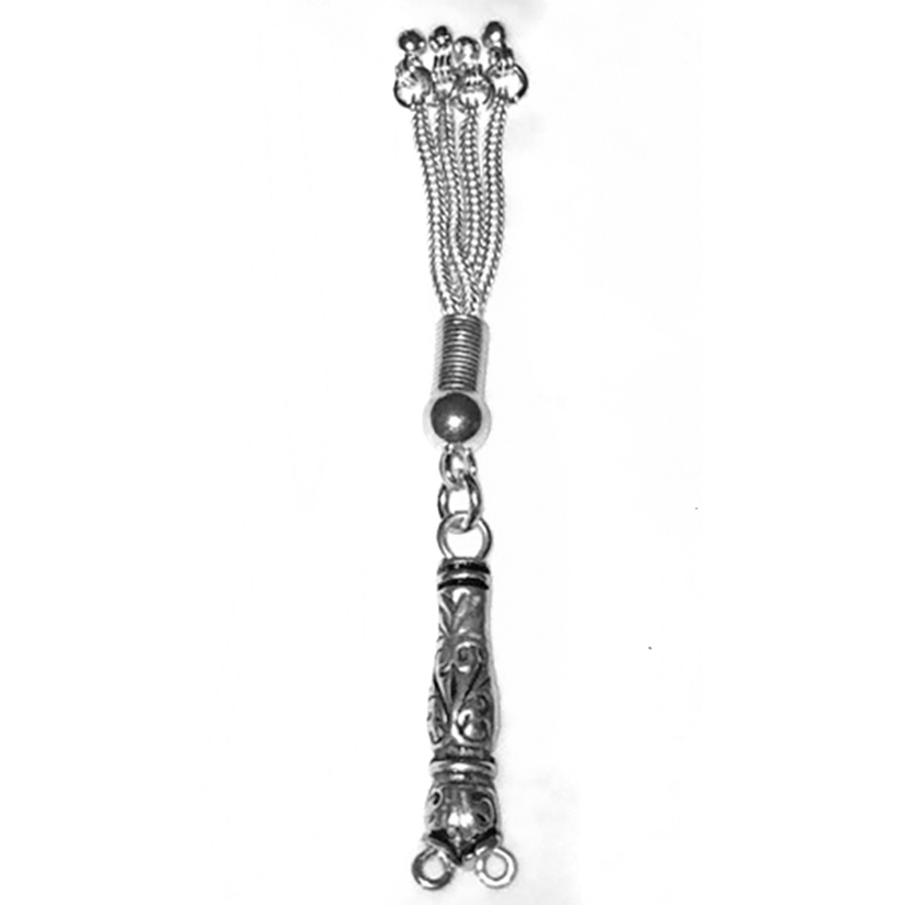 Sterling silver tasbih top imame and tassel for 5-7 mm 85 mm ID # 6142 - Click Image to Close
