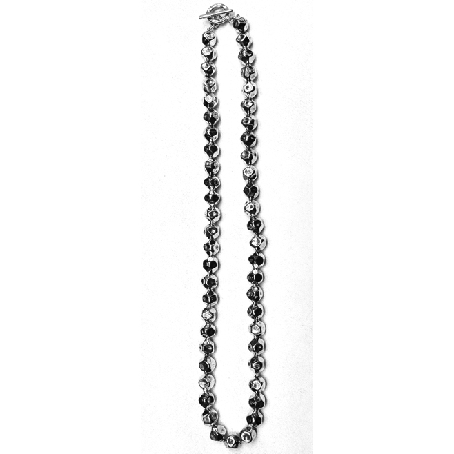 Full Sterling Silver Hammered Necklace 10 mm 54 gram 48 cm ID # 6204 - Click Image to Close