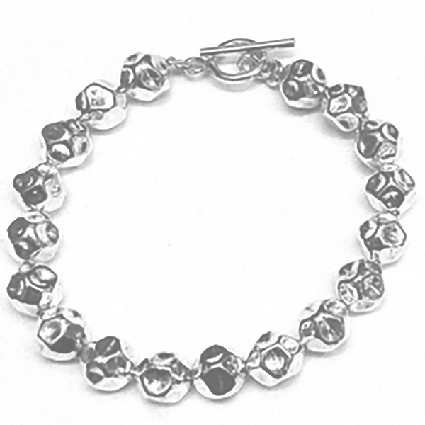 Full Sterling Silver Link Bracelet 24 gram hammered ID # 6223 - Click Image to Close