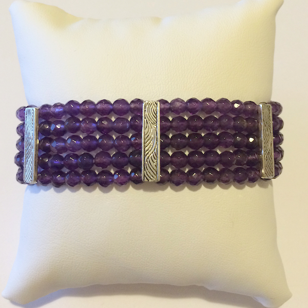 Dark Amethyst Cuff Bracelet With Sterling Silver ID # 6227 - Click Image to Close