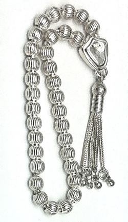 Islamic Prayer Beads Full Silver Tasbih stripes 6 mm 17 gram ID # 6257 - Click Image to Close