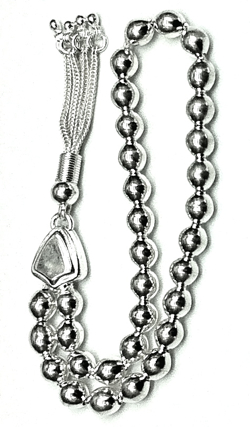 Islamic Prayer Beads Full Silver Tasbih oval 6.5 mm 21 gram ID # 6260 - Click Image to Close