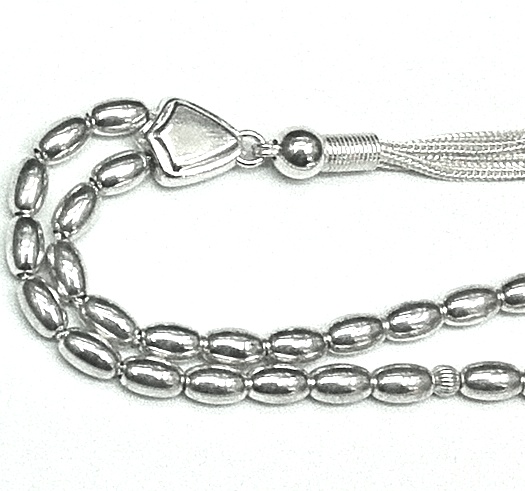 Islamic Prayer Beads Full Silver Tasbih oval 8 mm 19 gram ID # 6263 - Click Image to Close