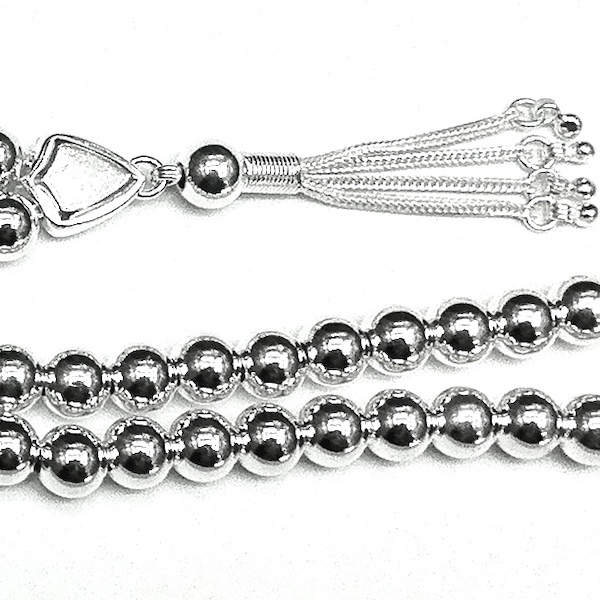 Islamic Prayer Beads Full Silver Tasbih 8 mm 30 gram ID # 6266 - Click Image to Close