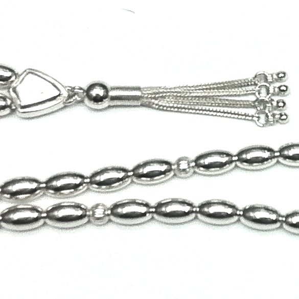 Islamic Prayer Beads Full Silver Tasbih oval 10 mm 32 gram ID # 6268 - Click Image to Close
