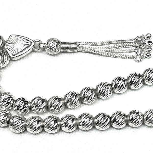 Islamic Prayer Beads Full Silver Tasbih faceted 8 mm 22 gram ID # 6269 - Click Image to Close