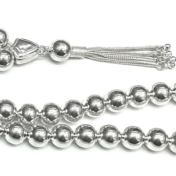 Islamic Prayer Beads Full Silver Tasbih 10 mm 43 gram ID # 6271 - Click Image to Close