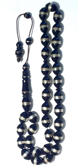 Kuka Coco De Mer Islamic Prayer Beads Tasbih Large Silver Inlays ID # 6274 - Click Image to Close
