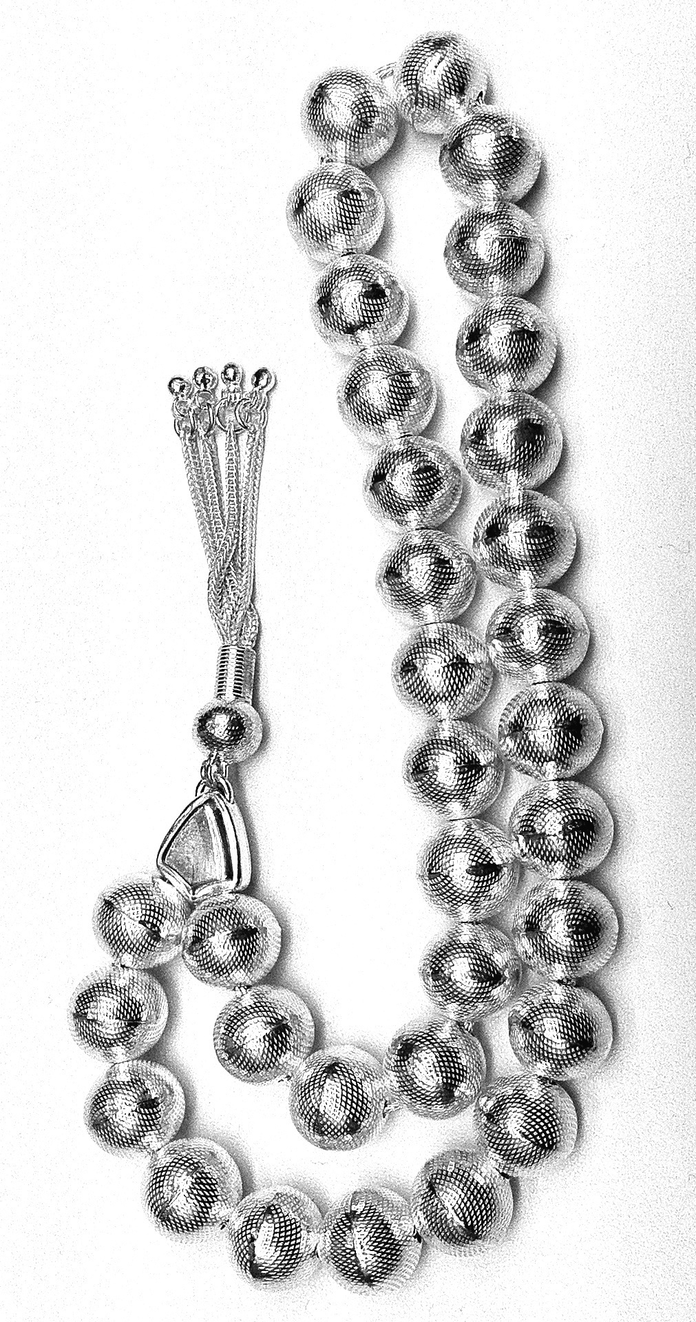 Full Sterling Silver Islamic Prayer Beads Tasbih 12 mm 57 gram ID # 6326 - Click Image to Close