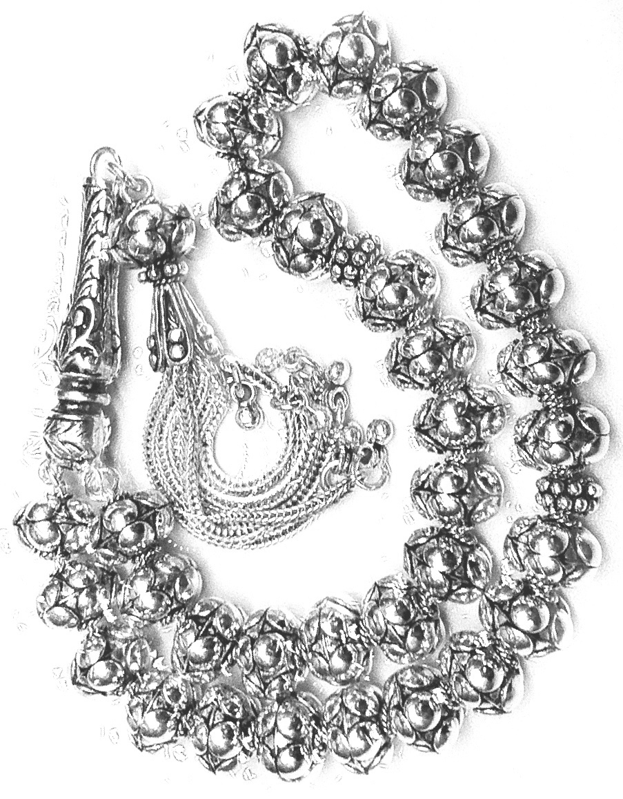 Full Sterling Silver Islamic Prayer Beads Tasbih 10 mm 65 gram ID # 6327 - Click Image to Close