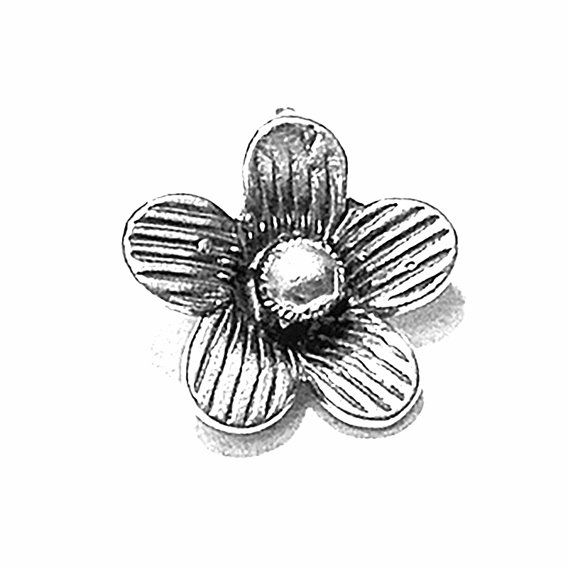 Lot of 2 Sterling Silver Charm Flower 10 mm 1.6 gram ID # 6345 - Click Image to Close