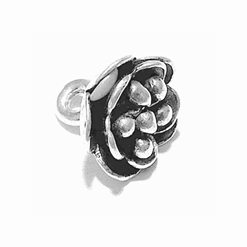 Sterling Silver Charm Rose 11 mm 1.8 gram ID # 6363 - Click Image to Close