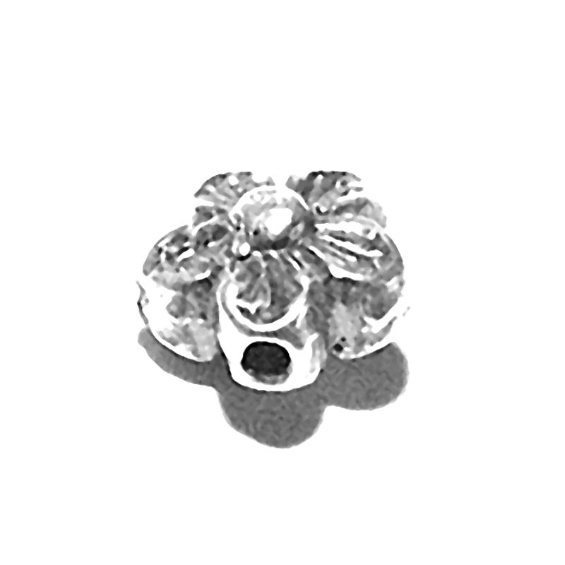 Sterling Silver Flower Bead Charm 7 mm 1 gram ID # 6435 - Click Image to Close