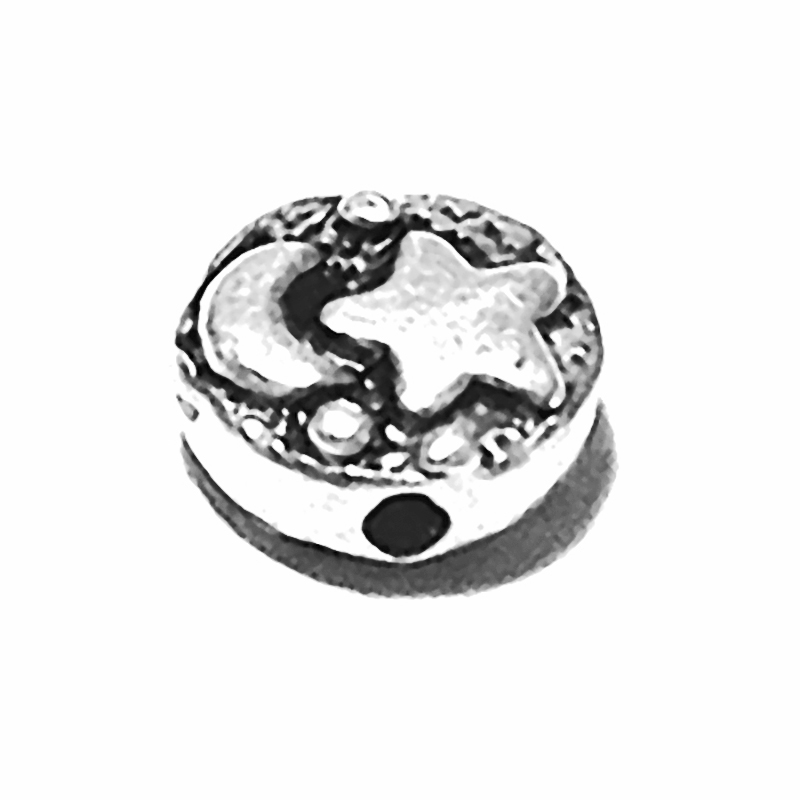Sterling Silver Crescent Star Bead Charm 8 mm 1.5 gram ID # 6436 - Click Image to Close