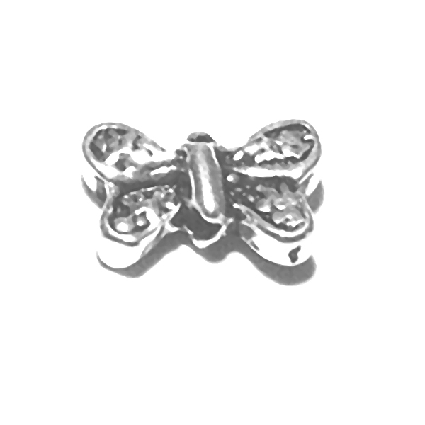 Lot of 2 Sterling Silver Butterfly Bead Charm 9 mm 1.2 gram ID # 6438 - Click Image to Close