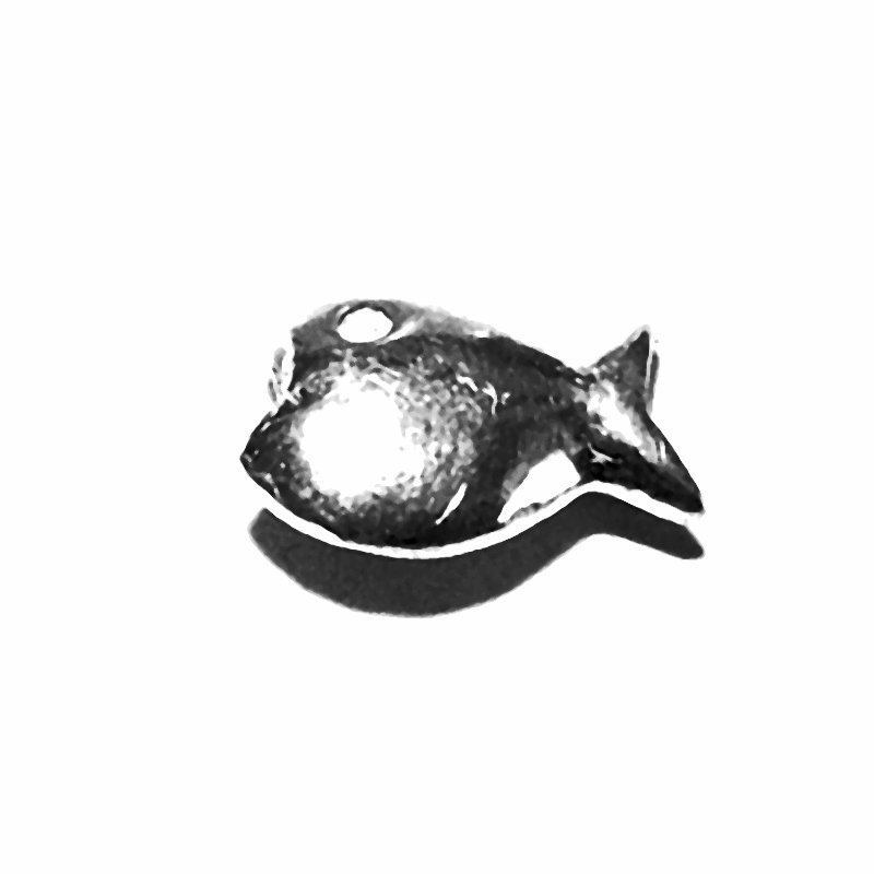 Sterling Silver Fish Bead Charm 13 mm 1.5 gram ID # 6439 - Click Image to Close