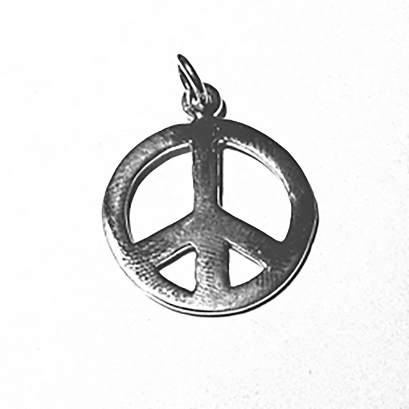 Sterling Silver Peace Charm Pendant 25 mm 2.9 gram ID # 6449 - Click Image to Close