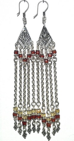 Sterling Silver Cubic Zirconia Chandelier Earrings 24 gr 12 cm ID # 6523 - Click Image to Close