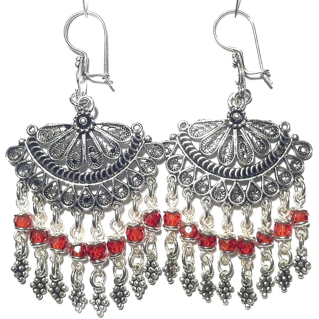 Sterling Silver Cubic Zirconia Chandelier Earrings 19 gr 7 cm ID # 6524 - Click Image to Close