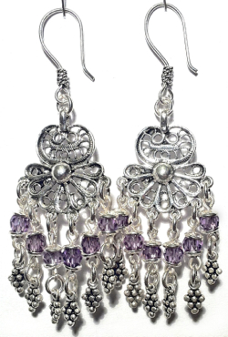 Sterling Silver Cubic Zirconia Chandelier Earrings 13 gr 65 mm ID # 6526 - Click Image to Close