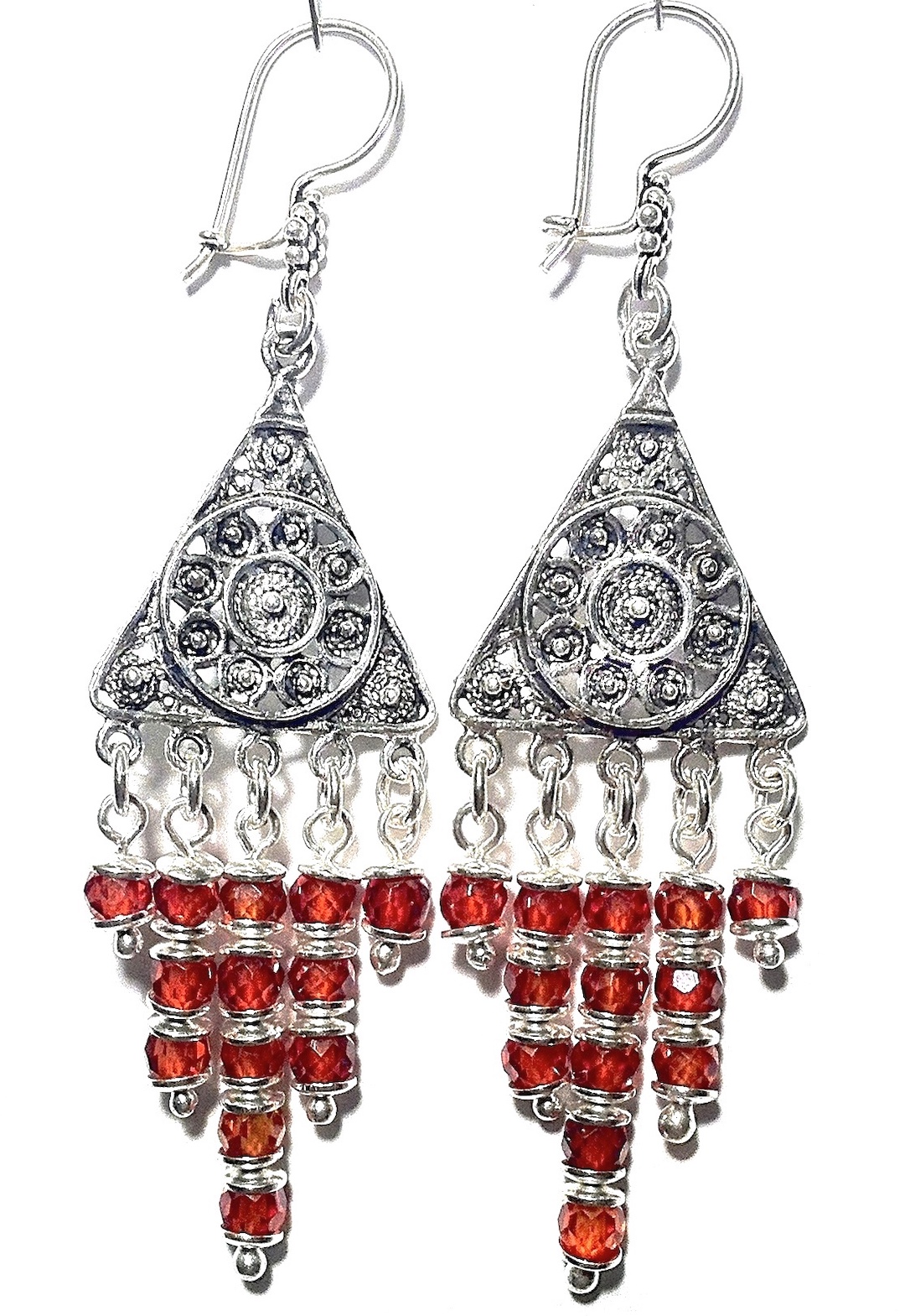 Sterling Silver Cubic Zirconia Chandelier Earrings 14.5 gr 8 cm ID # 6532 - Click Image to Close