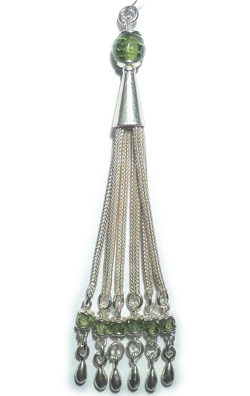 Sterling Silver Tassel with Green Cubic Zirconia 85 mm ID # 6542 - Click Image to Close
