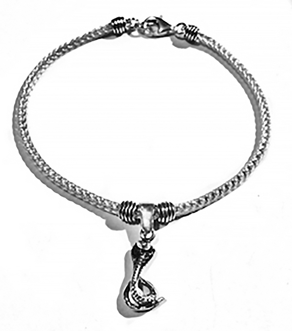 Sterling Silver Thematic Charm Bracelet Snake 9 gram ID # 6612 - Click Image to Close